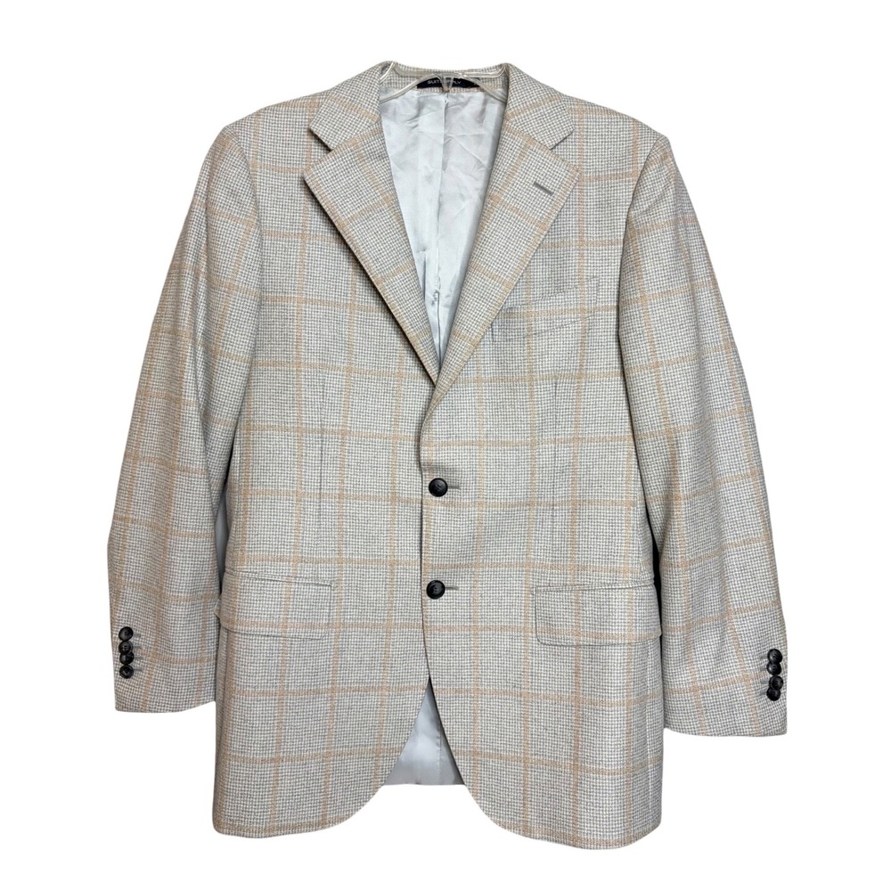 Suitsupply Lazio Wool Blazer US 40R Gray Windowpane Plaid Slim Fit Sport Coat